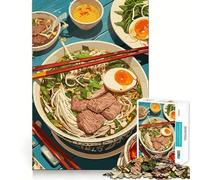 Puzzle de 1000 pièces illustrant Un délicieux Bol de pho vietnamien (50x75cm) Jeu de Concentration et d'entraînement Amusant et Relaxant Cadeau de Noël idéal