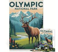 Puzzle de 1000 pièces illustrant Un élan du Parc National Olympique (38x26cm), Un Jeu d'éveil et de Relaxation apaisant, Une pièce de Collection Artistique découpée avec précision