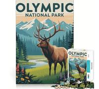 Puzzle de 1000 pièces illustrant Un élan du Parc National Olympique (38x26cm), Un Jeu d'éveil et de Relaxation apaisant, Une pièce de Collection Artistique découpée avec précision