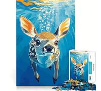 Puzzle de 1000 pièces illustrant Un Faon sous-Marin pour Adultes Jeu de mémoire Amusant Assemblage sûr et Solide Activité familiale Amusante en soirée (38x26cm)