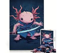 Puzzle de 1000 pièces illustrant Un Guerrier samouraï Axolotl Pensée Claire, Passe-Temps Tranquille, Bords précis, Surprise Festive (50x75cm)