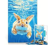 Puzzle de 1000 pièces illustrant Un Lapin sous-Marin Jeu de Concentration mentale Découpe de précision Bords Lisses Activité captivante pour des soirées tranquilles (38x26cm)