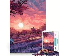 Puzzle de 1000 pièces illustrant Un Paysage de Coucher de Soleil Rose, idéal pour Les Adolescents, Un Jeu d'entraînement cérébral, Un Cadeau saisonnier apaisant (38x26cm)