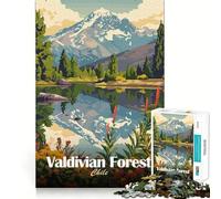 Puzzle de 1000 pièces illustrant Un Paysage de la forêt valdivienne au Chili,idéal pour Les Adolescents Activité de Groupe relaxantee en intérieur,permettant Un Assemblage Facile et sans Couture