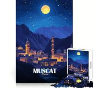 Puzzle de 1000 pièces illustrant Un Paysage Nocturne de Mascate,Oman,pour Adultes Développe la dextérité mentale,Offre Un Divertissement léger et Une Finition Impeccable Un (38x52cm)