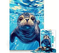 Puzzle de 1000 pièces illustrant Un Phoque sous l'eau, idéal pour Les Adolescents améliore la mémoire, se détend et Offre Un Cadeau créatif aux Bords précis (38x26cm)
