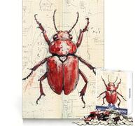 Puzzle de 1000 pièces illustrant Un scarabée Rouge, idéal pour Les Adolescents, Jeu de logique Fine, Loisirs faciles, Bords Nets, Cadeau pour Les fêtes (38x52cm)