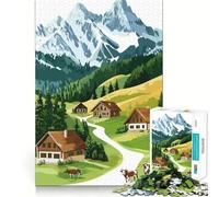 Puzzle de 1000 pièces illustrant Un Village Alpin,idéal pour Les Adolescents Jeu de mémoire et de Concentration,qualité Professionnelle,activité de Groupe relaxante en intérieur (38x26cm)