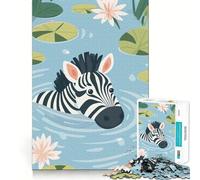 Puzzle de 1000 pièces illustrant Un zèbre nageant dans Un étang Activité ludique et sans bavures Pièces nettes et découpées Idéal pour des soirées calmes (38x26cm)