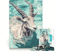 Puzzle de 1000 pièces illustrant Une Antilope nageuse, idéal pour Les Adolescents Améliore la mémoire, Loisirs à la Maison, Bords précis, Cadeau raffiné 38x52cm