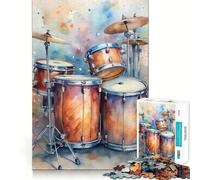 Puzzle de 1000 pièces illustrant Une Batterie à l'aquarelle Stimule l'esprit Découpe Nette Composants Robustes Un Divertissement captivant pour des Moments de détente à la Maison (50x75cm)