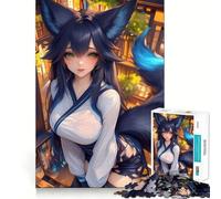 Puzzle de 1000 pièces illustrant Une Fille renarde Anime,Jeu de Construction animalière,Assemblage sécurisé et Solide,Jouet d'intérieur pour Les Vacances (38x52cm)