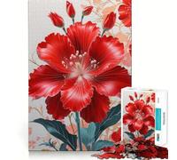 Puzzle de 1000 pièces illustrant Une Fleur d'hibiscus Rouge éclatante Jeu de mémorisation mentale de Haute précision Activité Manuelle Interactive Défi cérébral pour la Maison (50x75cm)