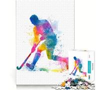 Puzzle de 1000 pièces illustrant Une joueuse de Hockey sur Gazon à l'aquarelle Découpe Laser pour Un Assemblage Parfait Activité de Partage et de Concentration Amusante (38x26cm)