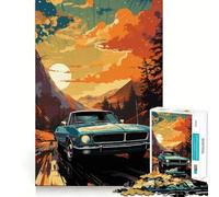 Puzzle de 1000 pièces illustrant Une Voiture Vintage en Pleine Nature Jeu de réflexion créatif Découpe Nette Composants Robustes Idéal pour Les Voyages (50x75cm)