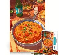 Puzzle de 1000 pièces Illustration colorée d'un festin culinaire Finitions soignées Jeu de réflexion et de détente Cadeau Artistique de Noël (50x75cm)