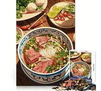 Puzzle de 1000 pièces Illustration de délicieuse Soupe Pho Assemblage précis Détente et énergisant pour Noël (38x52cm)