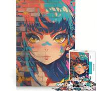 Puzzle de 1000 pièces Illustration de Fille d'anime Art Graffiti, Jeu de Construction, Décompression intellectuelle, Cadeau Unique pour Un Anniversaire ou Noël 38x26cm