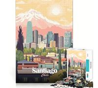 Puzzle de 1000 pièces,Illustration de la Ville de Santiago du Chili,Jeu d'assemblage précis,activité cérébrale Amusante pour Passer Le Temps,Cadeau Artistique d'anniversaire (38x26cm)