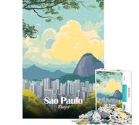 Puzzle de 1000 pièces Illustration de Paysage Urbain de Sao Paulo Brésil Jeu addictif pour cultiver la Patience Jeu éducatif Anti-Stress Cadeau d'anniversaire (Dimensions 50x75cm)