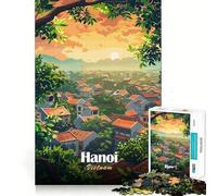 Puzzle de 1000 pièces Illustration de Paysage Urbain d'Hanoi,Vietnam Découpe précise Jeu cognitif et Amusant Loisirs Scène de Noël (38x52cm)