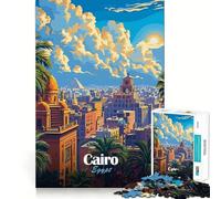 Puzzle de 1000 pièces Illustration de Paysage Urbain du Caire,Égypte Découpe précise Jeu Amusant et Stimulant pour l'esprit Jeu de détente Cadeau d'anniversaire Activité Artistique (38x26cm)