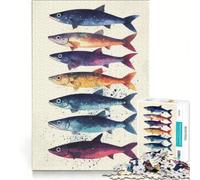 Puzzle de 1000 pièces, Illustration de Poissons colorés empilés, Jeu Manuel, Cadeau d'anniversaire, présent Unique pour Un Anniversaire ou Noël 38x52cm