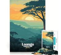 Puzzle de 1000 pièces,Illustration du Parc National de Loango au Gabon,Assemblage Parfait,Jeu créatif et Artistique,idéal pour se détendre et s'amuser,décoration de Noël (38x26cm)