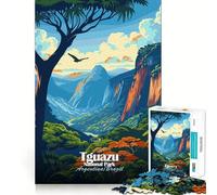 Puzzle de 1000 pièces Illustration du Parc National d'Iguazu Pièces aux découpes nettes Jeu de réflexion Moment de Calme et de Divertissement Décoration de Noël (50x75cm)