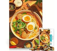 Puzzle de 1000 pièces Illustration d'un délicieux Bol de Ramen Jeu sans Couture Activité intellectuelle et relaxante Cadeau d'anniversaire Amusant (38x52cm)