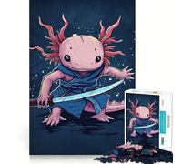 Puzzle de 1000 pièces Illustration d'un Guerrier samouraï Axolotl Découpe Parfaite Activité ludique et Intelligente pour Un Moment de détente et de Plaisir Lors d'un Anniversaire (38x26cm)