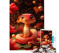 Puzzle de 1000 pièces Illustration d'un Mignon Serpent Rouge Jeu de Construction Difficile et Stimulant Faisant Appel à la logique et à l'analyse À partir de 14 Ans 38x26cm