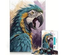 Puzzle de 1000 pièces Illustration d'un Portrait d'ara Bleu et Or Jeu de précision,Jouet créatif et Amusant,Jeu de Paix,Cadeau de Noël apaisant (38x26cm)