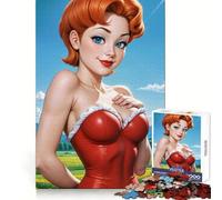 Puzzle de 1000 pièces Illustration Pin-up Rousse pour Adolescents renforce la mémoire, Divertissement paisible, Bords de qualité, (38x26cm)