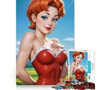 Puzzle de 1000 pièces Illustration Pin-up Rousse pour Adolescents renforce la mémoire, Divertissement paisible, Bords de qualité, (38x26cm)