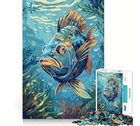 Puzzle de 1000 pièces illustré de Poissons sous-Marins pour Adolescents Jeu Stimulant l'esprit Assemblage sûr et Solide Activité Amusante en Famille Le Soir (38x52cm)