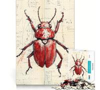 Puzzle de 1000 pièces illustré de scarabée Rouge pour Adolescents, Jeu de logique Fine, Loisir Facile, Bords Nets, Cadeau de Festival (38x26cm)