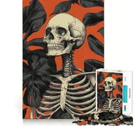 Puzzle de 1000 pièces illustré de squelettes et de Feuilles de Monstera pour Adultes 50x75cm Jeu de logique et de Construction Amusant et précis Cadeau mémorable