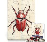 Puzzle de 1000 pièces illustré d'un scarabée Rouge pour Adultes Jeu Intelligent, Calme et Relaxant Motif Assembler (50x75cm)