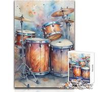 Puzzle de 1000 pièces illustré d'une Batterie à l'aquarelle pour Adultes Activité ludique et Interactive pour Apprendre Cadeau mémorable et touchant Dimensions 38x26cm