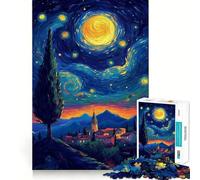 Puzzle de 1000 pièces inspiré de La Nuit étoilée, représentant Un Paysage de Village, pour Adultes Jeu Intelligent et apaisant, découpe précise, Objet de Collection 50x75cm