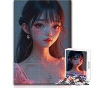 Puzzle de 1000 pièces inspiré des animés,représentant Une Jeune Fille aux Grands Yeux et aux lèvres Brillantes Jeu éducatif d'observation et de développement du Sens de l'observation
