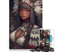 Puzzle de 1000 pièces inspiré des Mangas amérindiens, représentant Une Fille d'anime Jeu de logique et de détente Bords Lisses Cadeau Original (38x52cm)