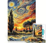 Puzzle de 1000 pièces inspiré du Paysage de La Nuit étoilée, idéal pour Les Adolescents Un Jeu Stimulant et Amusant à Partager, aux découpes nettes et Chaleureuses 38x52cm