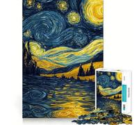 Puzzle de 1000 pièces inspiré du Paysage de La Nuit étoilée pour Adultes Jeu Intelligent et Amusant d'intérieur Découpe Lisse Cadeau du Père Noël 38x52cm