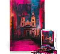 Puzzle de 1000 pièces Intérieur de cathédrale néon pour Adolescents Jeu de logique et d'adresse Décoration Murale Amusante et Facile à découper (38x52cm)