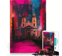 Puzzle de 1000 pièces Intérieur de cathédrale néon pour Adultes et Adolescents, Jeu cérébral, Divertissement paisible, Bords Nets, Cadeau mémorable (50x75cm)