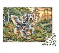 Puzzle de 1000 pièces Irish Wolfhound, Chien sur Un Chemin Forestier pour Adultes Adolescents Jeu Éducatif Décompression 70x50cm/1000pcs