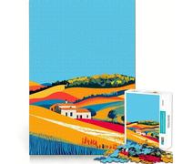 Puzzle de 1000 pièces Italie Collines de Toscane Art Minimaliste Jeu d'assemblage épuré Jeu Intelligent Cadeau Détente et Décoration de Noël (38x26cm)