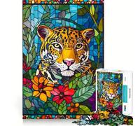 Puzzle de 1000 pièces Jaguar en vitrail pour Adultes et Adolescents, Jeu de réflexion, Loisirs, Bords précis, décoration Murale 38x26cm